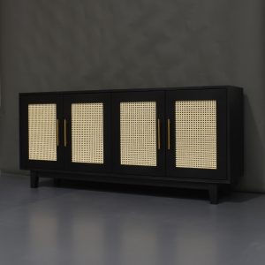 BUFFET NEGRO NIZA BLACK 4P TIRADORES DORADOS